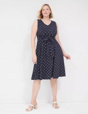 Lane Bryant Lena Sleeveless Level-Hem Abito Midi Donna Blu Marino | JTB4731BR