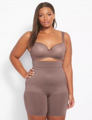 Lane Bryant Level 2 Shaping Ultra High-Waist Short Slip Donna Grigie Profondo Marroni | NBV7024WO