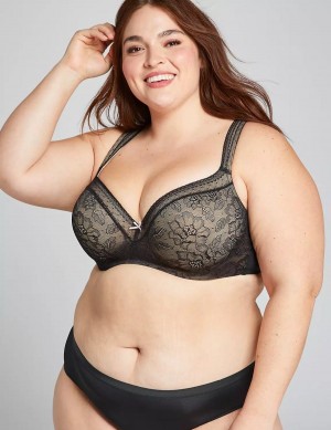 Lane Bryant Lightly Lined With Lace Reggiseno A Balconcino Donna Nere | EMH3422JR