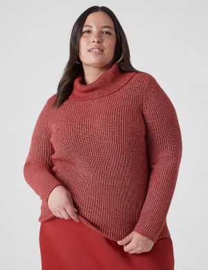 Lane Bryant Long-Sleeve Cowlneck Rib Maglioni Donna Rosse | ZUB26TX