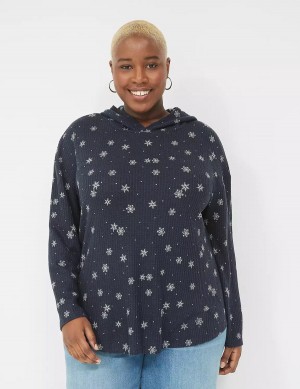 Lane Bryant Long-Sleeve Curved-Hem Tee Magliette Donna Blu Marino | ELS8377TJ