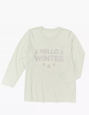 Lane Bryant Long-Sleeve Hello Winter Graphic Tee Magliette Donna Verdi Chiaro | AUC678BQ