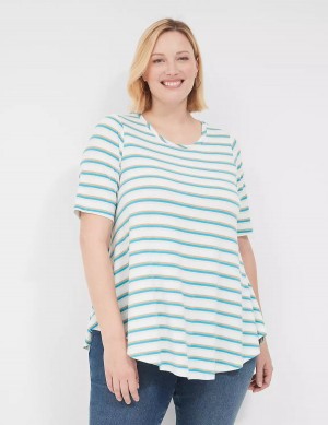 Lane Bryant Lurex Max Swing Perfect Sleeve Crew-Neck Tee Magliette Donna Bianche Strisce | QCJ2538NF