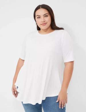 Lane Bryant Max Swing Perfect Sleeve Crew-Neck Tee Magliette Donna Bianche | PCP1188DN