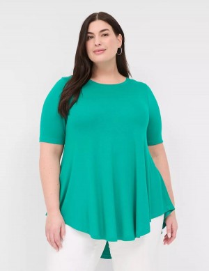 Lane Bryant Max Swing Perfect Sleeve Crew-Neck Tee Magliette Donna Verde Acqua Chiaro | ABR3345XS