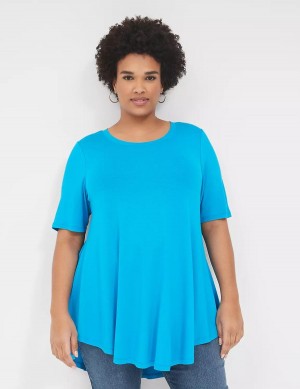 Lane Bryant Max Swing Perfect Sleeve Crew-Neck Tee Magliette Donna Blu | SGP664IX