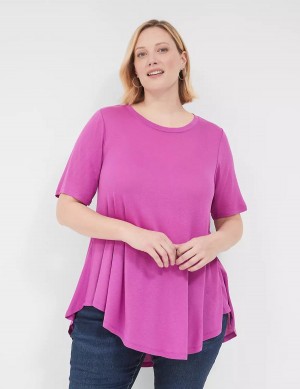 Lane Bryant Max Swing Perfect Sleeve Crew-Neck Tee Magliette Donna Viola | HDP2360FE