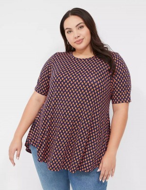 Lane Bryant Max Swing Perfect Sleeve Crew-Neck Tee Magliette Donna Caffè | JJN6545HY