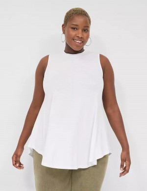 Lane Bryant Max Swing Sleeveless High-Neck Tunic Magliette Donna Bianche | EDM728WW