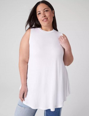 Lane Bryant Max Swing Sleeveless High-Neck Tunic Magliette Donna Bianche | PGQ4032JD