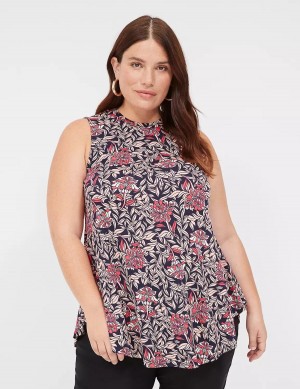 Lane Bryant Max Swing Sleeveless High-Neck Tunic Magliette Donna Rosa Corallo | MJG902QE