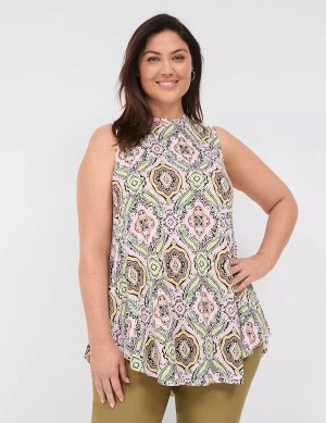 Lane Bryant Max Swing Sleeveless High-Neck Tunic Magliette Donna Colorate | NVX8292XY