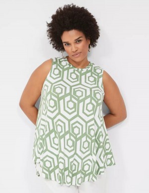 Lane Bryant Max Swing Sleeveless High-Neck Tunic Magliette Donna Verdi | NDL6341BC