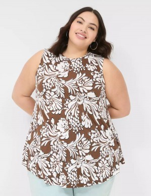 Lane Bryant Max Swing Sleeveless High-Neck Tunic Magliette Donna Marroni | FLY9633JC