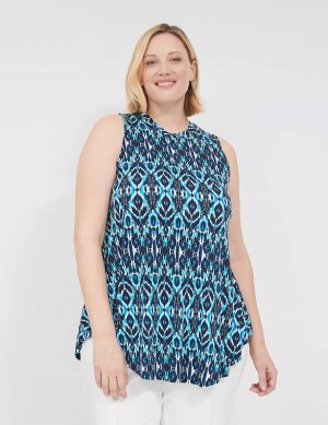 Lane Bryant Max Swing Sleeveless High-Neck Tunic Magliette Donna Blu | WMD5616PT