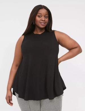 Lane Bryant Max Swing Sleeveless High-Neck Tunic Magliette Donna Nere | WHR7955FA