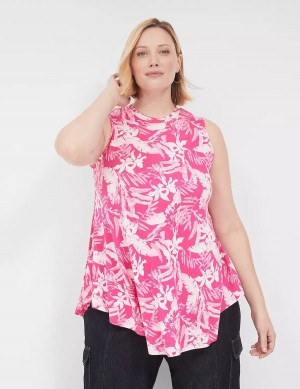 Lane Bryant Max Swing Sleeveless High-Neck Tunic Magliette Donna Rosa Bianche | POF6371PD