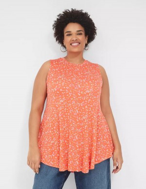 Lane Bryant Max Swing Sleeveless High-Neck Tunic Magliette Donna Arancioni | TFG481OV