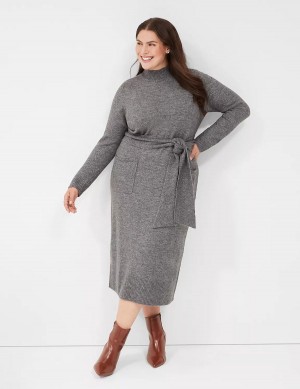 Lane Bryant Mock-Necked Midi Sweater Abito Midi Donna Grigie | KKD9871RC