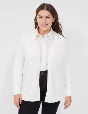 Lane Bryant Modern Long-Sleeve Open-Front Cardigan Donna Bianche | JCR1081JK