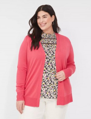 Lane Bryant Modern Long-Sleeve Open-Front Cardigan Donna Rosa | UZU536IO