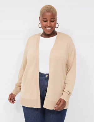 Lane Bryant Modern Long-Sleeve Open-Front Cardigan Donna Khaki | PXY4292GN