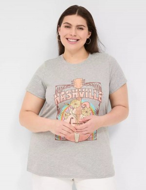 Lane Bryant Nashville Graphic Tee Magliette Donna Grigie Chiaro | CCO4973WB