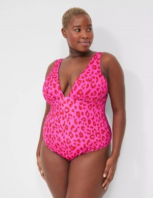 Lane Bryant No-Wire Plunge One-Piece Costumi Da Bagno Donna Rosa | MOS8215ND