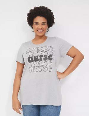 Lane Bryant Nurse Graphic Tee Magliette Donna Grigie | KFI2736GQ