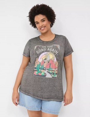 Lane Bryant On The Road Graphic Tee Magliette Donna Grigie | GWO8811CW