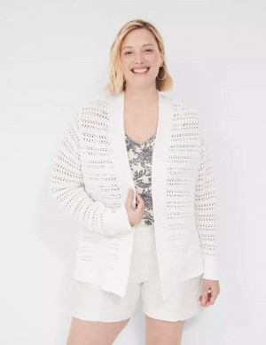 Lane Bryant Open-Front Stitch Cardigan Donna Bianche | JWC3919RS