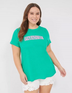 Lane Bryant Paradise Graphic Tee Magliette Donna Verde Acqua | RBQ3584KP