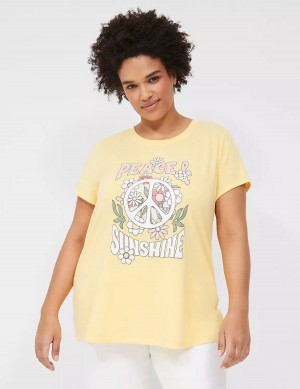 Lane Bryant Peace & Sunshine Sparkle Graphic Tee Magliette Donna Gialle | JOK9776DD