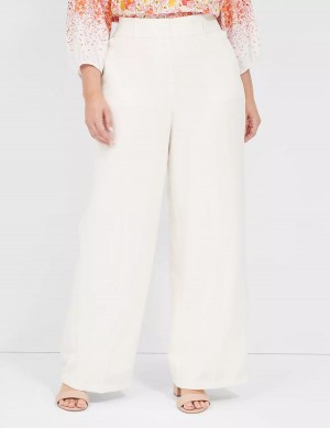 Lane Bryant Perfect Drape High-Rise Wide Leg - Fully Lined Pantaloni Donna Bianche Rosa | CHY2688YQ