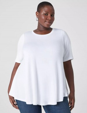 Lane Bryant Perfect Sleeve Crew-Neck Extreme Swing Tunic Magliette Donna Bianche | LLJ3576WU