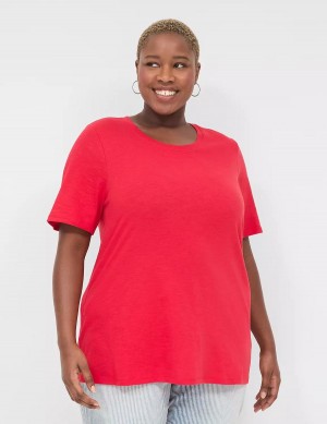 Lane Bryant Perfect Sleeve Crew-Neck Tee Magliette Donna Rosse | FZC5436RX