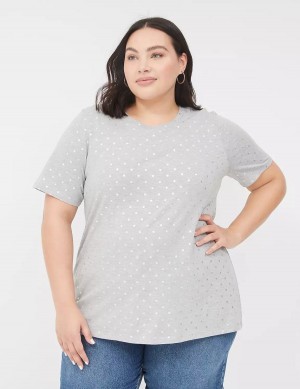 Lane Bryant Perfect Sleeve Crew-Neck Tee Magliette Donna Grigie | WIM5627EI