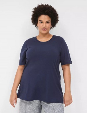 Lane Bryant Perfect Sleeve Crew-Neck Tee Magliette Donna Blu | GHT5261ID