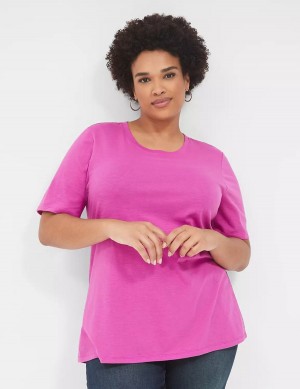 Lane Bryant Perfect Sleeve Crew-Neck Tee Magliette Donna Viola | CLS9879OB