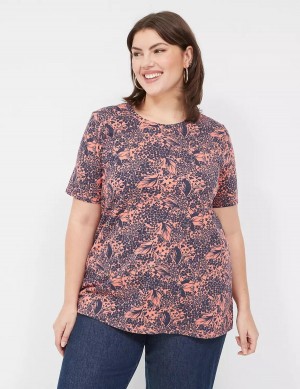 Lane Bryant Perfect Sleeve Crew-Neck Tee Magliette Donna Arancioni Colorate | YGM6560LW