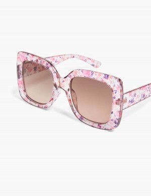 Lane Bryant Pink Floral Oversized Square Occhiali da Sole Donna Rosa Colorate | WHS4378NK