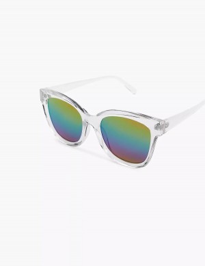 Lane Bryant Pride Rainbow Mirrored Lens Cateye Occhiali da Sole Donna Bianche Colorate | JDG7336FK