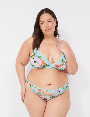 Lane Bryant Printed Lace-Trim Tanga Slip Donna Verde Acqua | OAO6396FJ