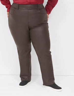 Lane Bryant Pull-On High-Rise Straight Coated Jeans Donna Cioccolato | YFU1324OZ