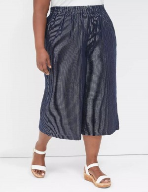 Lane Bryant Pull-On Lurex Gauze Crop Wide Leg Pantaloni Donna Blu | AHH7270EN