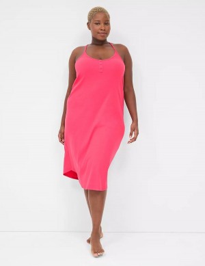 Lane Bryant Rib Stretch Lace-Back Sleep Midi Vestito Donna Rosse Scuro | GIN708QT