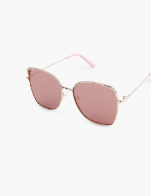 Lane Bryant Rose Goldtone & Bling Butterfly Aviator Occhiali da Sole Donna Rosa Oro | JNW471DN