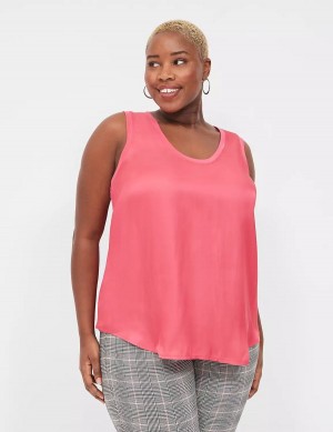 Lane Bryant Satin & Matte Jersey Canotta Donna Rosa | VIW4943UQ