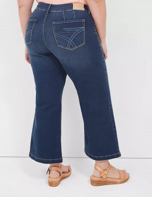 Lane Bryant Seven7 Pull-On Weekender Cropped With Embellished Pockets Jeans Donna Blu Scuro | YBU799PH