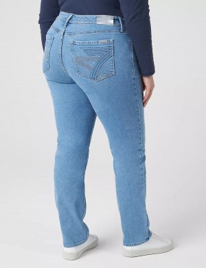 Lane Bryant Seven7 Straight With Back Pocket Embroidery Jeans Donna Blu Chiaro | DFJ9863OW